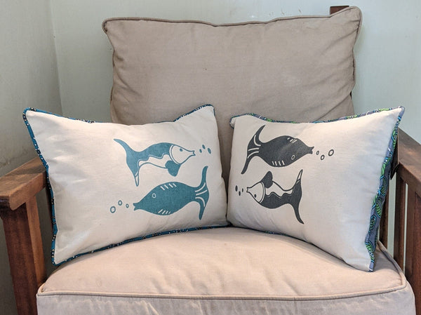 Pillow: #3768 With Form, #3769 W/O Form Screen Print Fish Pillow
