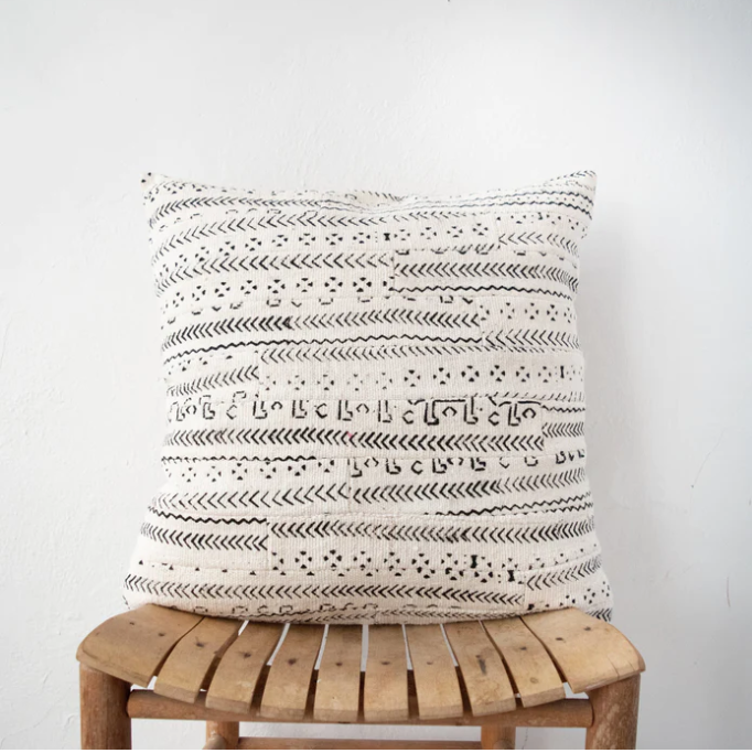 Pillow: #2701 With Form, #2877 W/O Form Mud Cloth Strip Patch Pillow